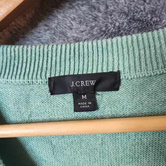J Crew Women's Sweatshirt Green Medium Crew Neck Balloon Long Sleeve Cashmere - Picture 5 of 8